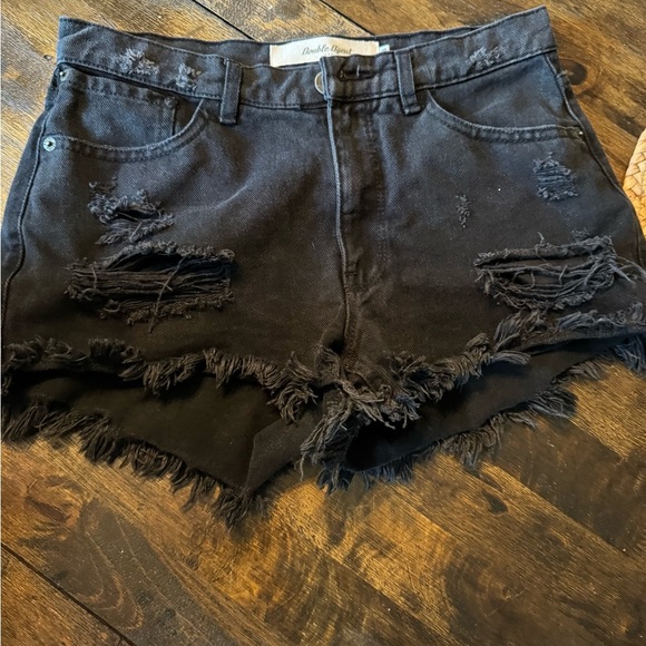 Double Agent distressed black Jean shorts size 8 EUC - Picture 5 of 6
